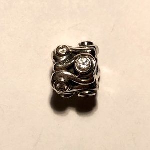 Pandora Ocean Wave Silver & Clear CZ Charm (Ret.)